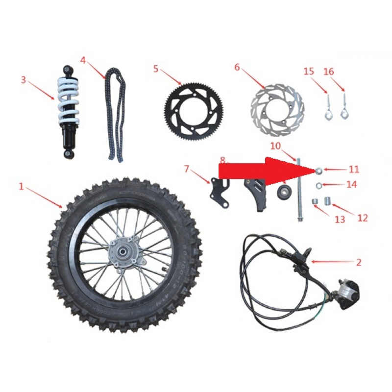 rear wheel axle fixing nut- 1200w & 2000w Electric Dirt Bike