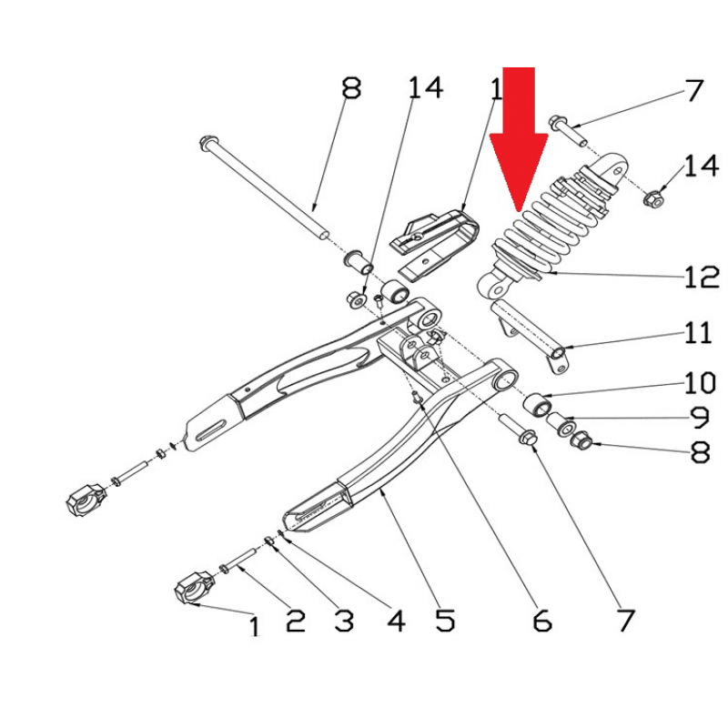 Rear Shock Absorber - RFN 70cc / 110cc Thunder Dirt Bike