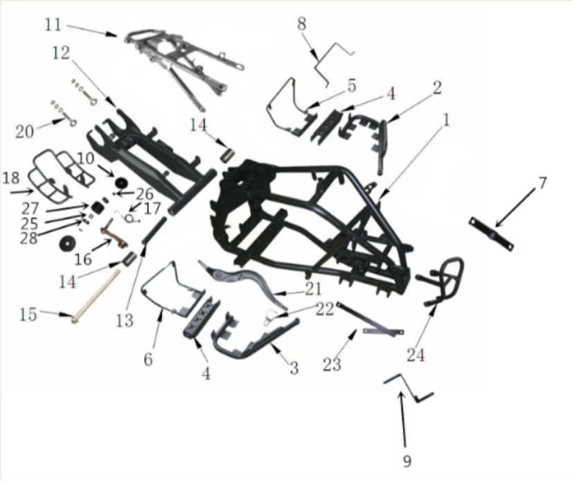 125cc Frame Parts