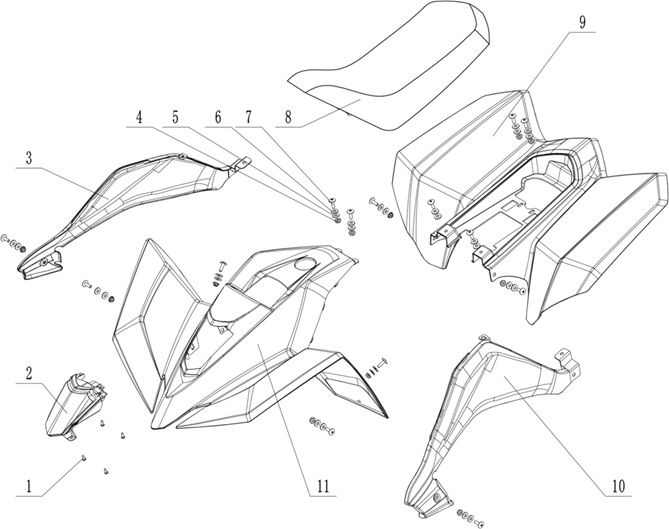 Body Work, Seat & Lights - Apollo Sniper 120ccc Quad Bike