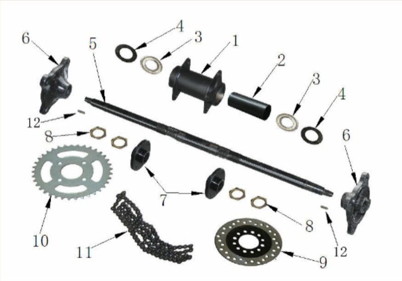 125cc Rear Axle Parts