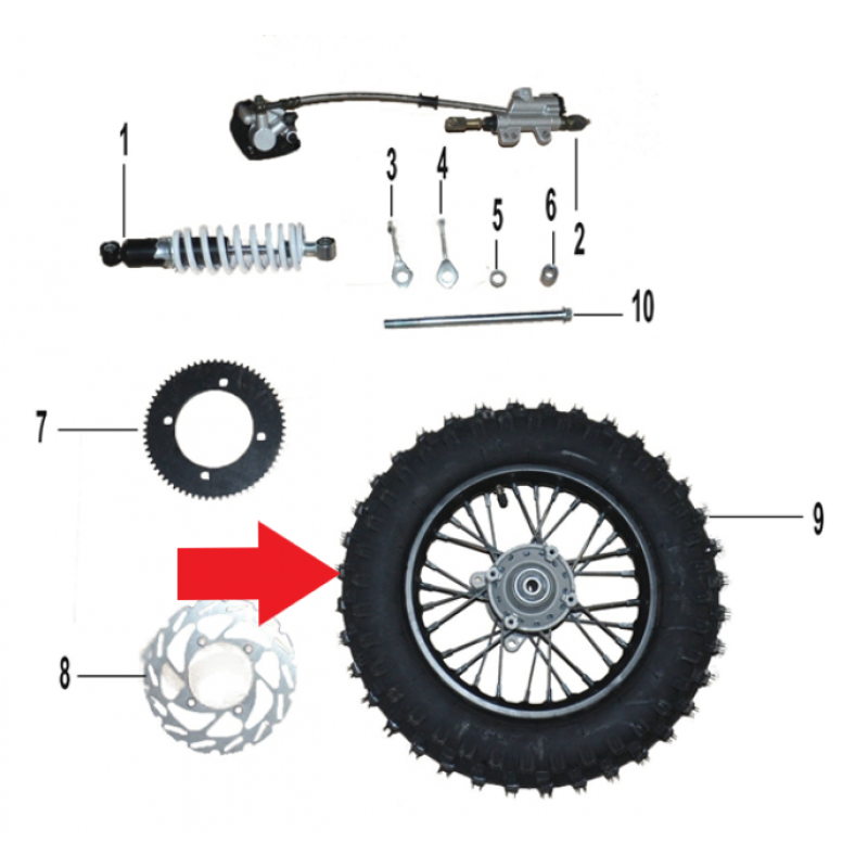 Rear Tyre 3.0-10" - 1200W Electric Dirt Bike