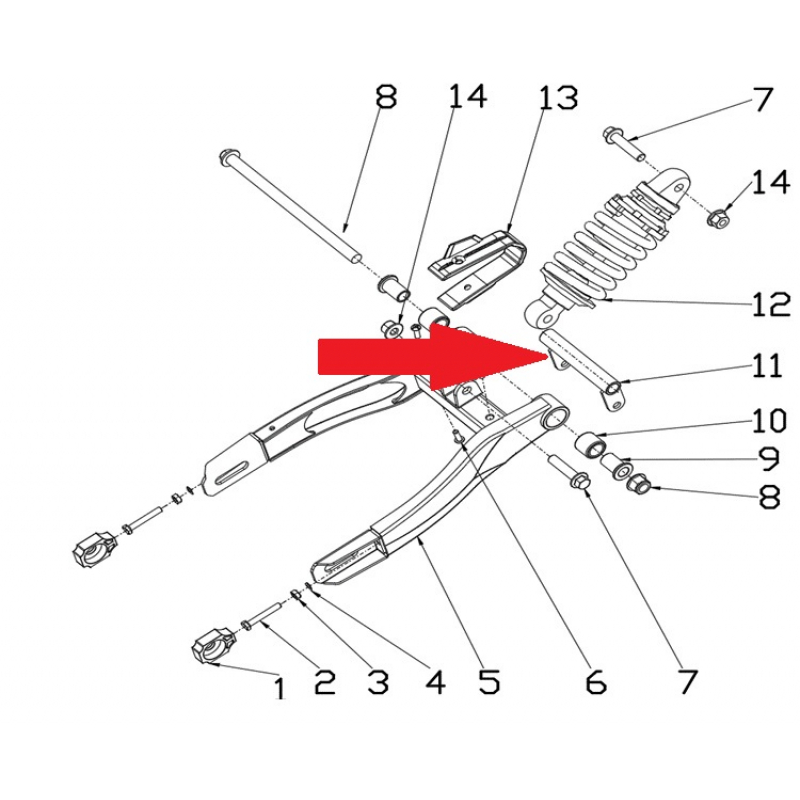 Engine rear bracket - RFN 70cc / 110cc Thunder Dirt Bike