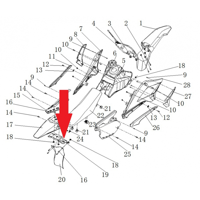 Rear fender - RFN 125cc / 140cc Thunder Dirt Bike