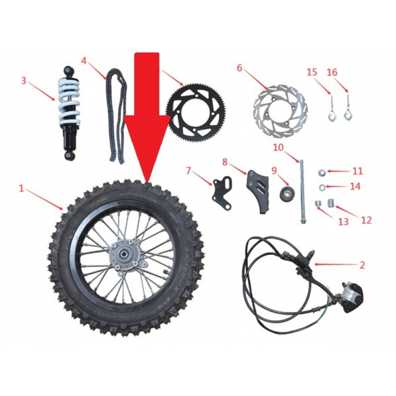 10" Rear Rim - 1200w Electric Dirt Bike