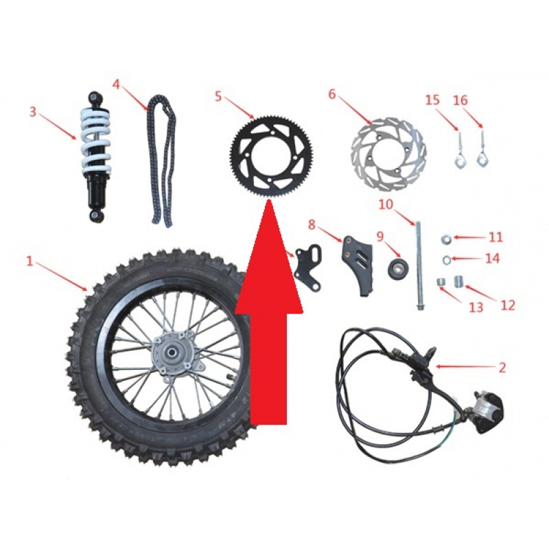 74T Sprocket - 1200w & 2000w Electric Dirt Bike