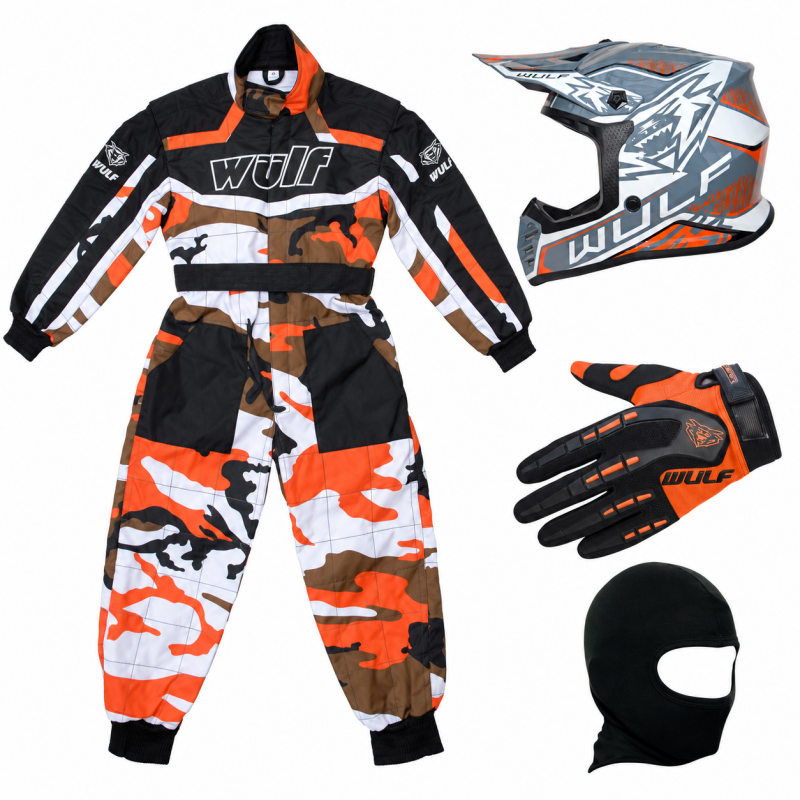 Orange Camo Wulfsport Clothing & Helmet Discount Bundle Deal