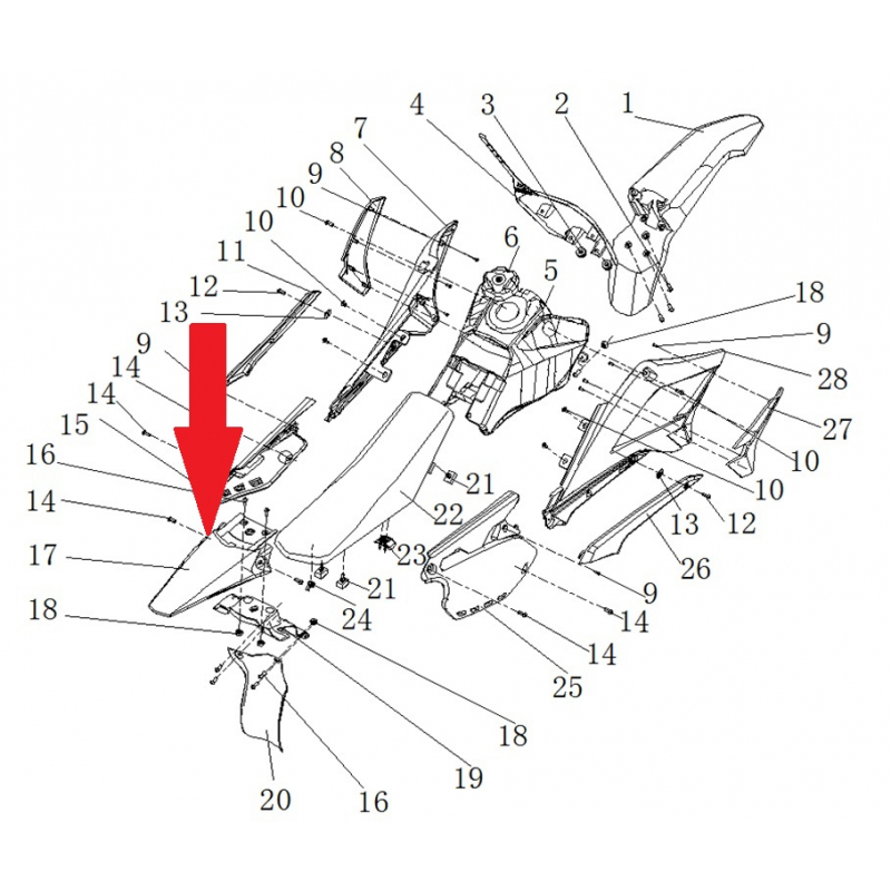 Rear fender - RFN 125cc / 140cc Thunder Dirt Bike