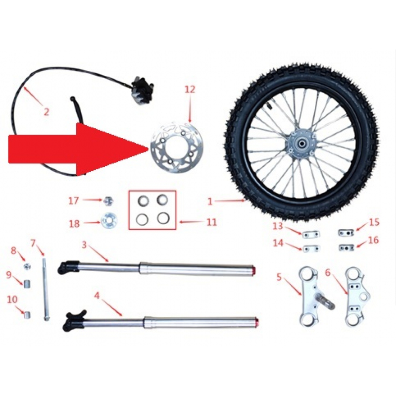 Front Brake Disc - 1200w & 2000w Electric Dirt Bike