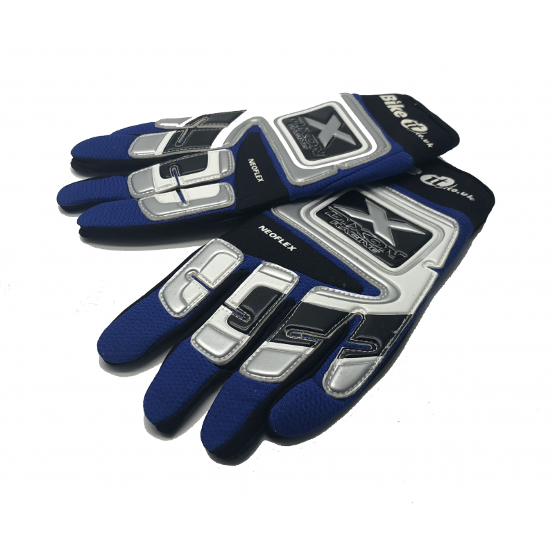 BIKE IT ADULT RACE GLOVES (LARGE) - BLUE 