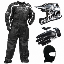 Black & White Wulfsport Clothing & Helmet Discount Bundle Deal