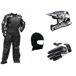 Black & White Wulfsport Clothing & Helmet Discount Bundle Deal