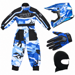 Blue Camo Wulfsport Clothing & Helmet Discount Bundle Deal