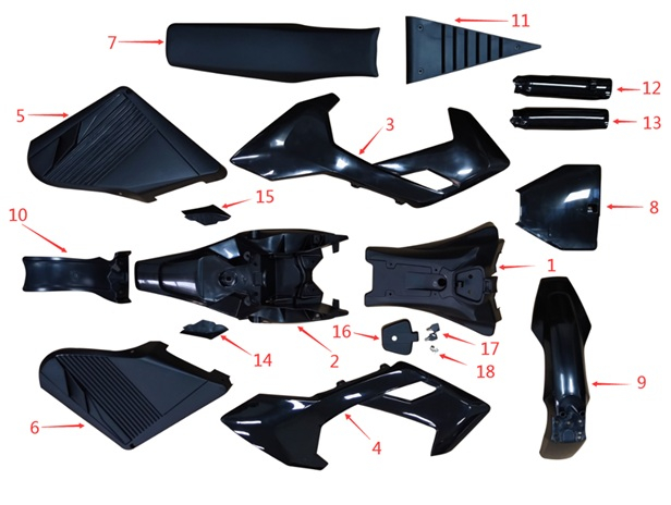 Body Plastics & Seat - Storm 1200w / 2000w Dirt Bike Spare Parts