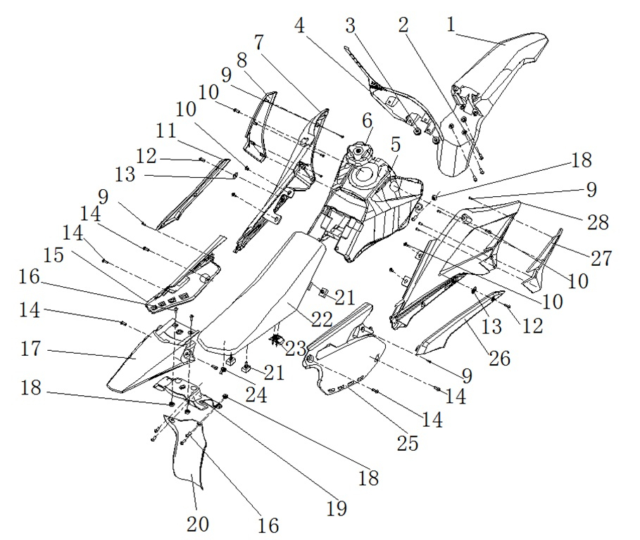 Body Plastics, Seat & Fuel Tank - RFN Thunder 140cc