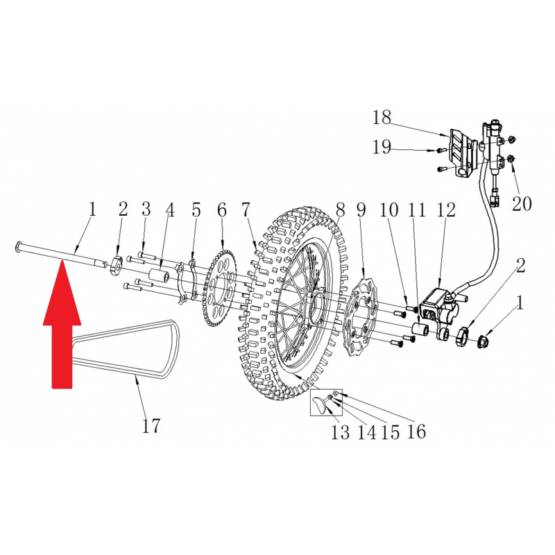 Bolt with nut- RFN 125cc / 140cc Thunder Dirt Bike