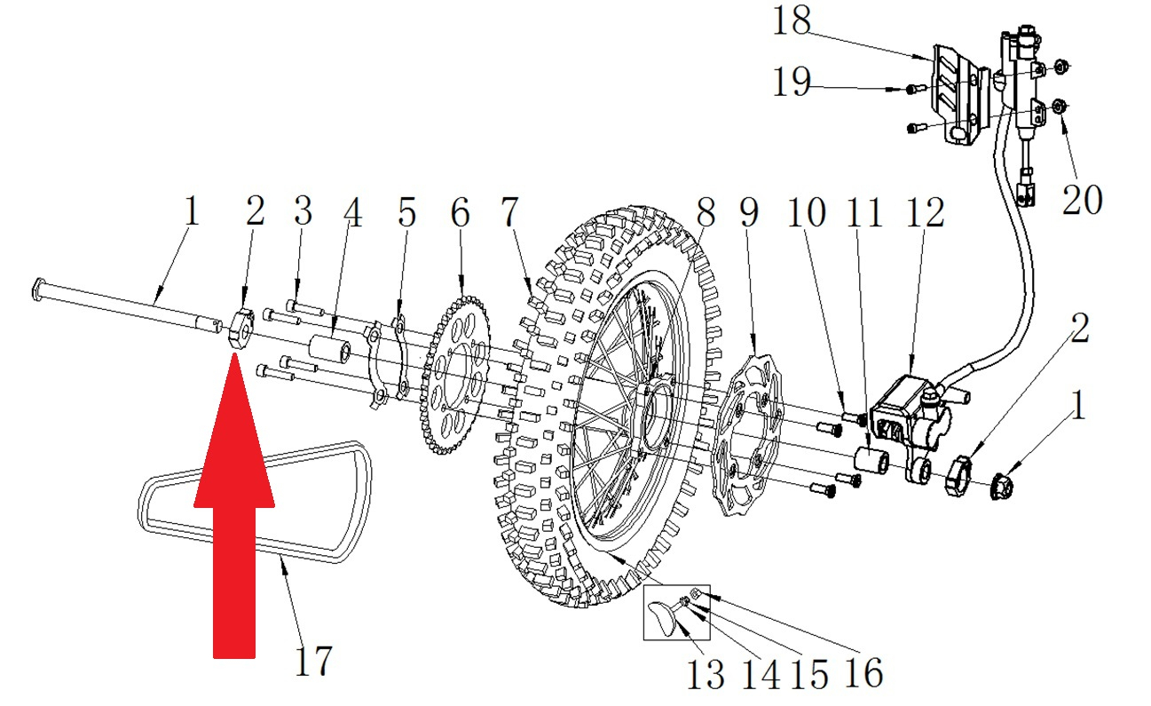 Chain Adjuster - RFN 125cc / 140cc Thunder Dirt Bike