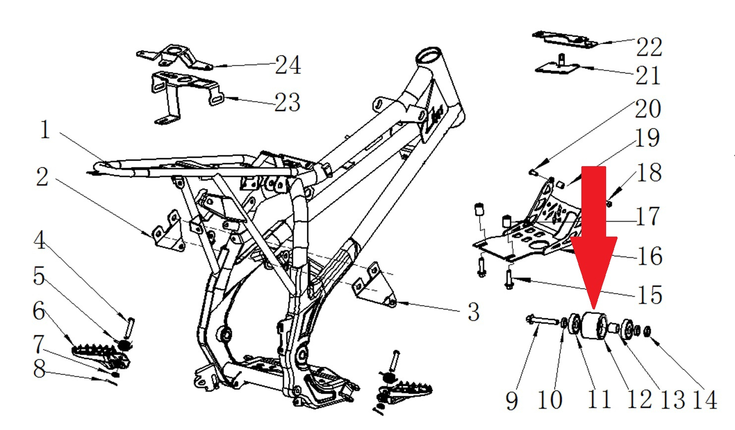 chain roller (bottom) - RFN 125cc / 140cc Thunder Dirt Bike