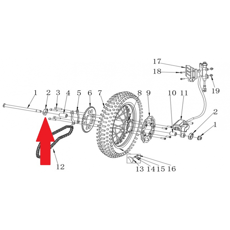 Chain Tensioner - RFN Thunder Pro 110cc Dirt Bike