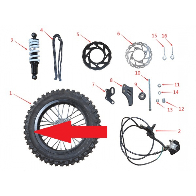 10" Rear Tyre - 1200w Electric Dirt Bike