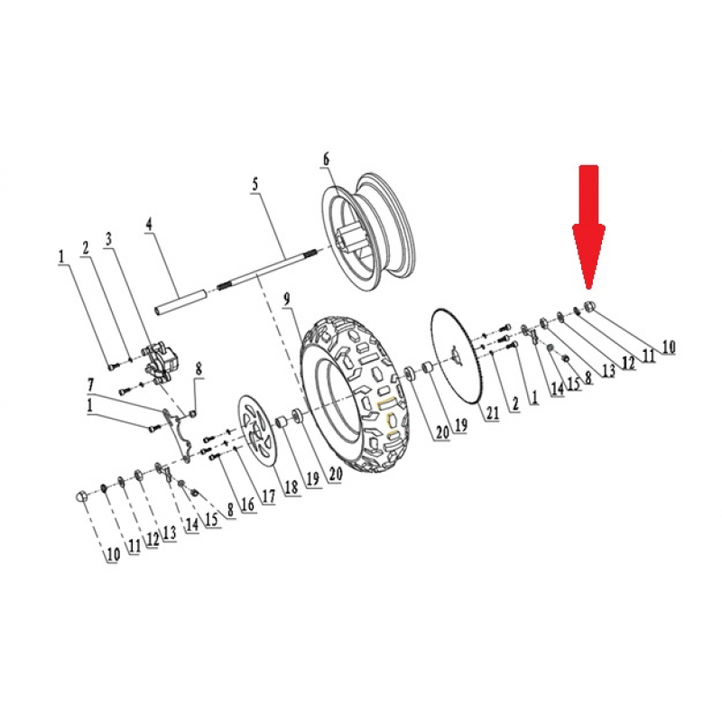 Rear Wheel Nut (M10 x 1.25) - 250w Monkey Bike