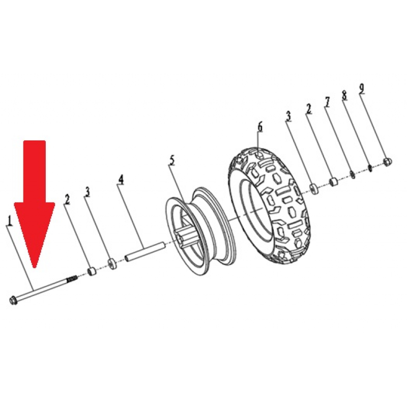 Front Wheel Axle Bolt (M10 x 1.25 x 165mm) - 250w Monkey Bike