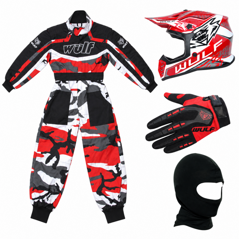 Red Camo Wulfsport Clothing & Helmet Discount Bundle Deal