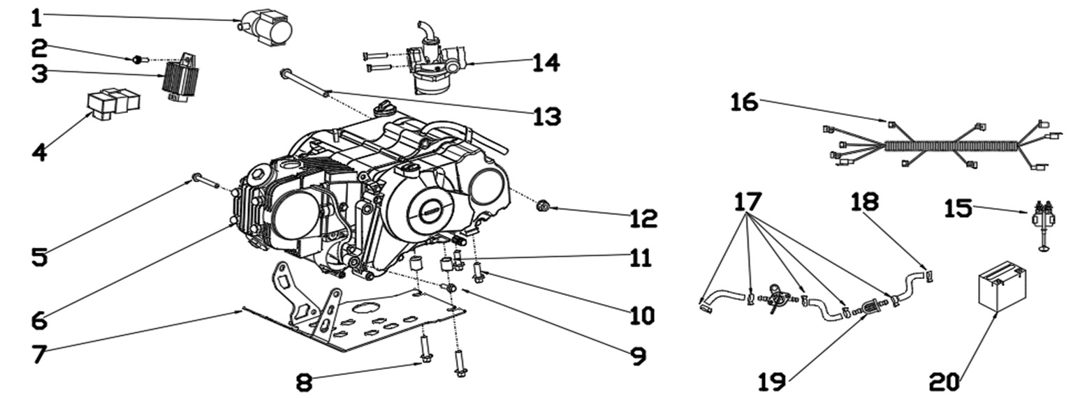 Engine, Carburettor & Electrical - RFN Thunder 70cc