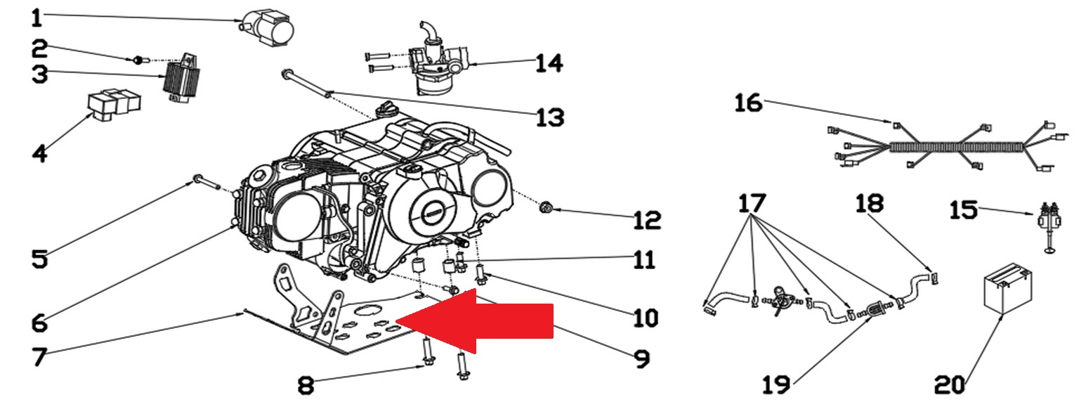 Engine Bottom Plate - RFN 70cc / 110cc Thunder Dirt Bike