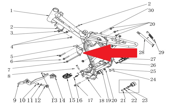 Engine Mounting Bracket (Left) - RFN Thunder Pro 110cc Dirt Bike