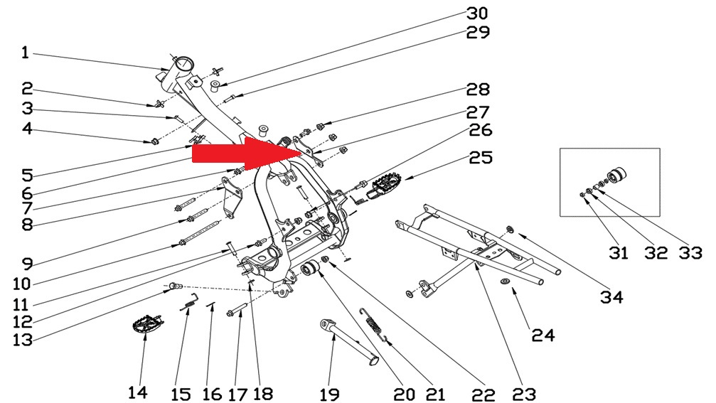 Engine Mounting Bracket (Left) - RFN 70cc / 110cc Thunder Dirt Bike