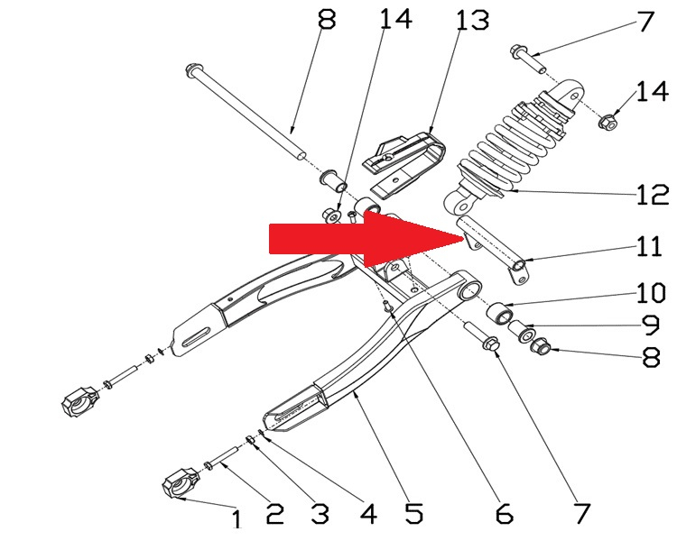 Engine rear bracket - RFN 70cc / 110cc Thunder Dirt Bike