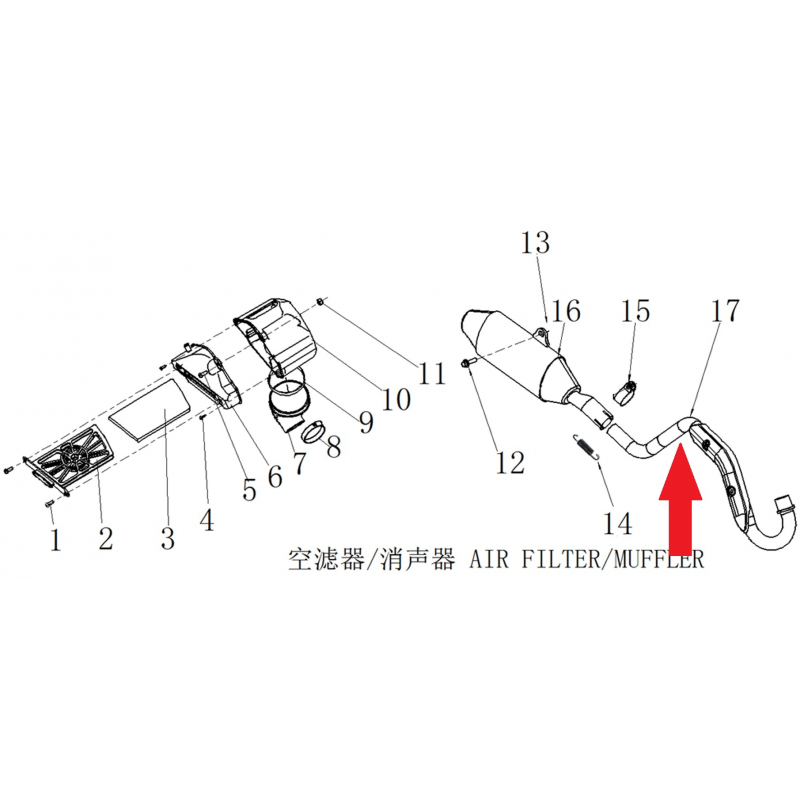 Exhaust Pipe - RFN 125cc / 140cc Thunder Dirt Bike