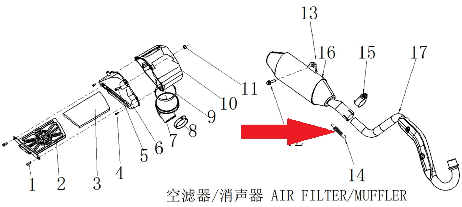 Exhaust Pipe Spring - RFN 125cc / 140cc Thunder Dirt Bike