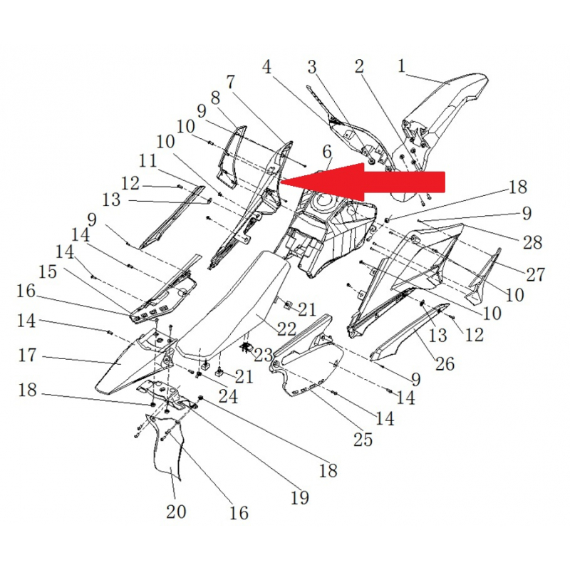 Left front side plastic  - RFN 125cc / 140cc Thunder Dirt Bike