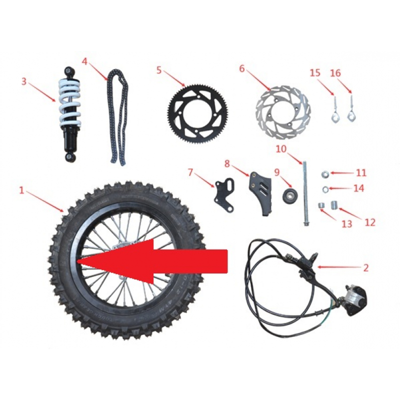 12" Rear Inner Tube - 2000w Electric Dirt Bike
