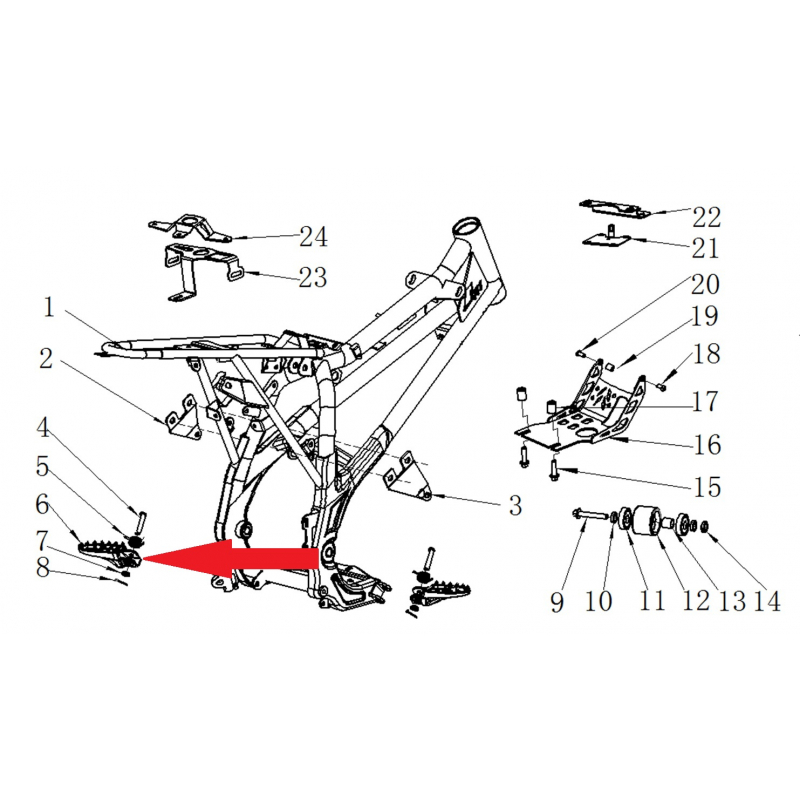Left Foot Peg (Silver) - RFN 125cc / 140cc Thunder Dirt Bike