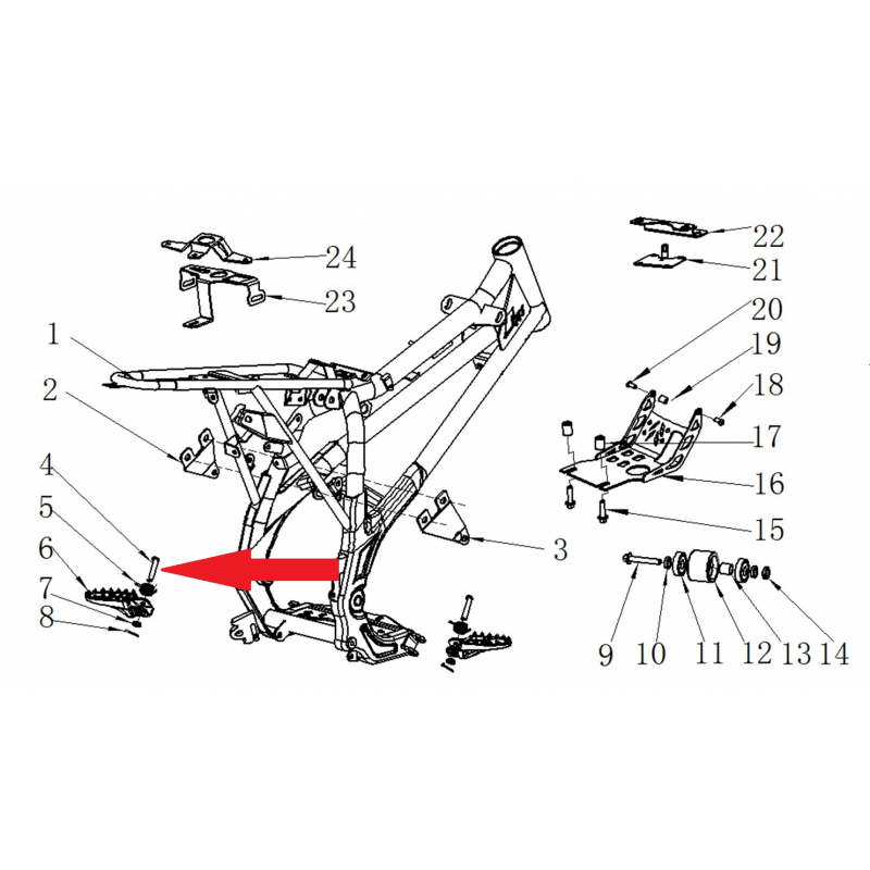 Foot peg pin - RFN 125cc / 140cc Thunder Dirt Bike