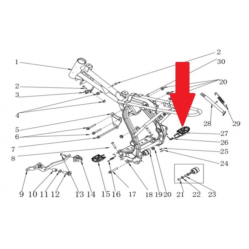 Foot Peg (Right) - RFN Thunder Pro 110cc Dirt Bike