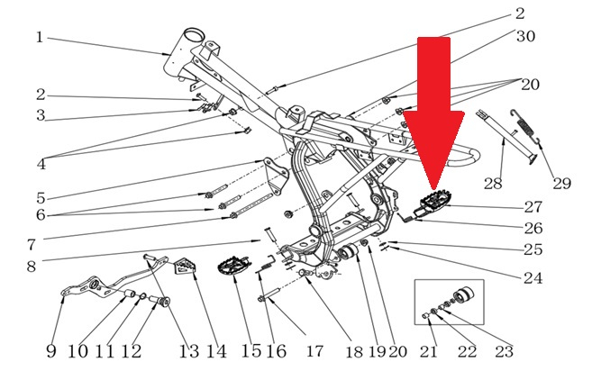 Foot Peg (Right) - RFN Thunder Pro 110cc Dirt Bike