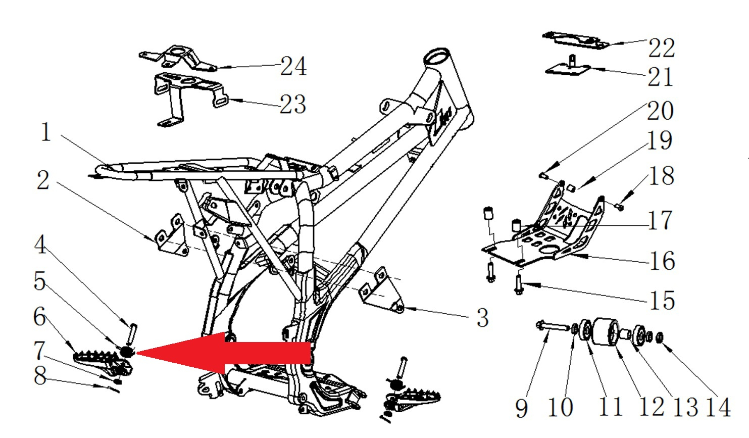 Foot Peg Spring (Left) - RFN 125cc / 140cc Thunder Dirt Bike