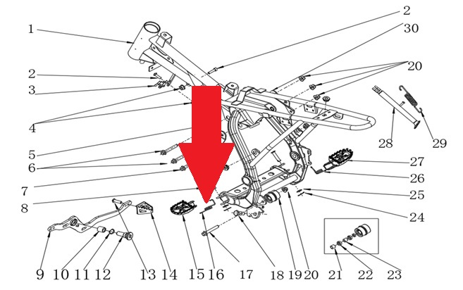 Foot Peg Spring (Left) - RFN Thunder Pro 110cc Dirt Bike