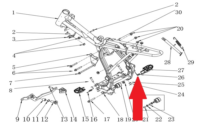 Foot Peg Spring (Right) - RFN Thunder Pro 110cc Dirt Bike