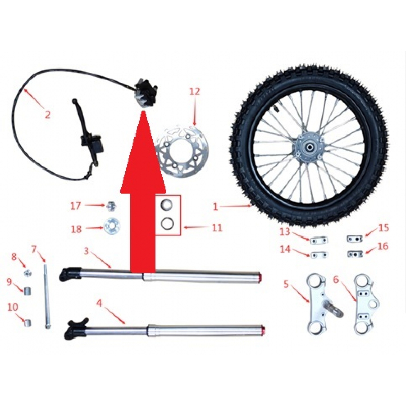 Front Hydraulic Brake Assembly - 1200w & 2000w Electric Dirt Bike
