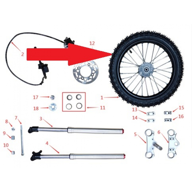 Front Tyre 12 x 4 - 1200w Electric Dirt Bike