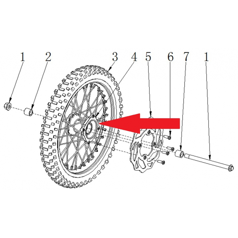 Front wheel  - RFN 125cc / 140cc Thunder Dirt Bike