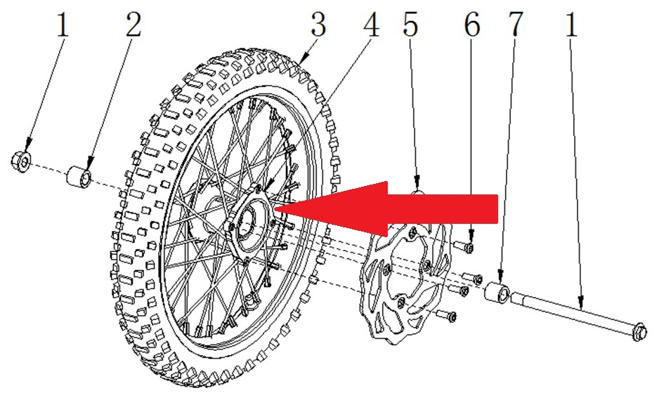 Front wheel  - RFN 125cc / 140cc Thunder Dirt Bike