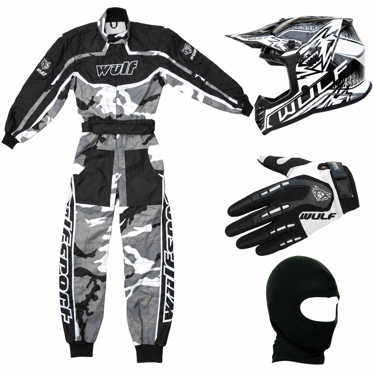 Grey Camo Wulfsport Clothing & Helmet Discount Bundle Deal