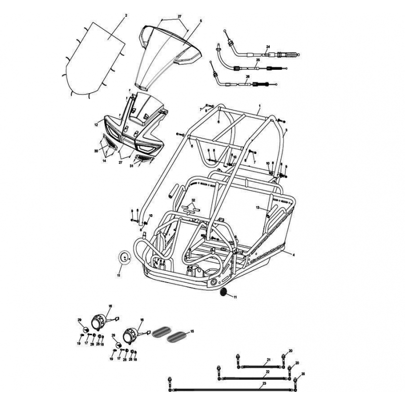 hammerhead 150 gts buggy roll cage cross bar