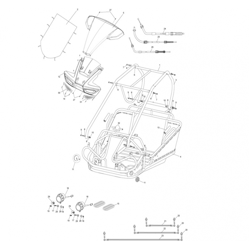 Hammerhead Buggy 150cc gts front red upper hood bonnet 